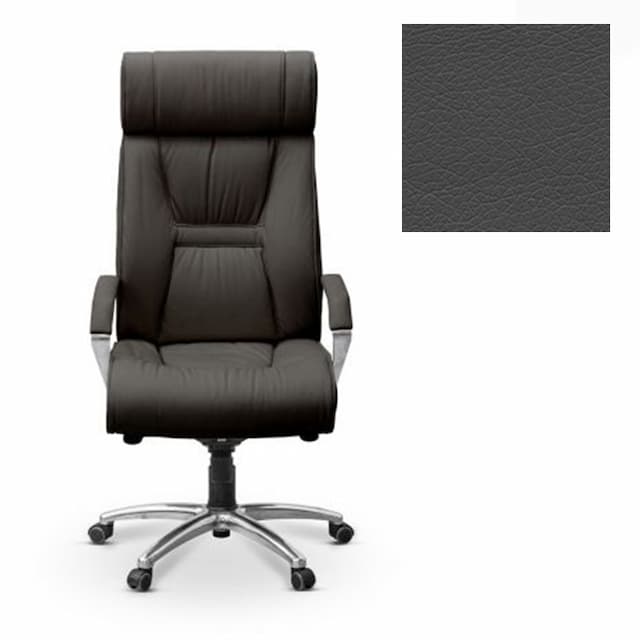 Кресло руководителя Юнитекс Олимп X хром экокожа премиум темно-серая CN1118