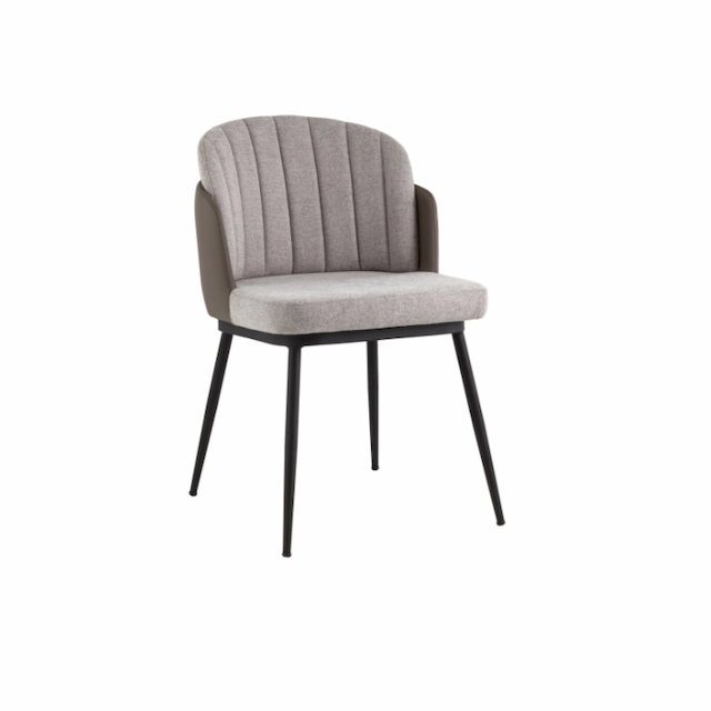 Стул-полукресло Клен Памела сгр177  с мягким сиденьем (рогожка/экокожа, серый)