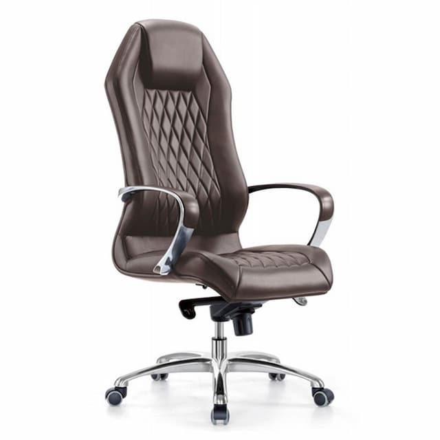 Кресло руководителя Бюрократ Aura коричневый кожа крестов. алюминий