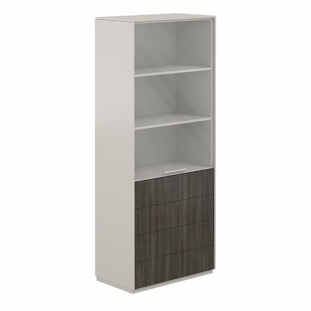 Шкаф высокий с прозрачным стеклом и 4 ящиками Norden Атлас NZ-0302.GS.BT