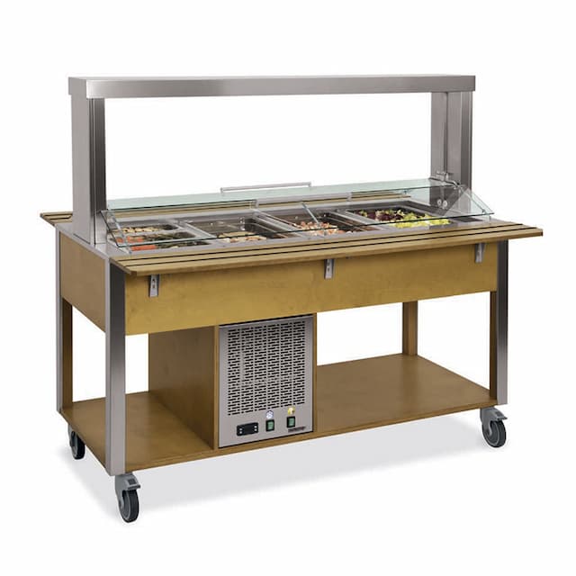 Стол Шведский охлаждаемый (защитное стекло подвижное) MetalCarrelli 6900.3M-R (дуб)